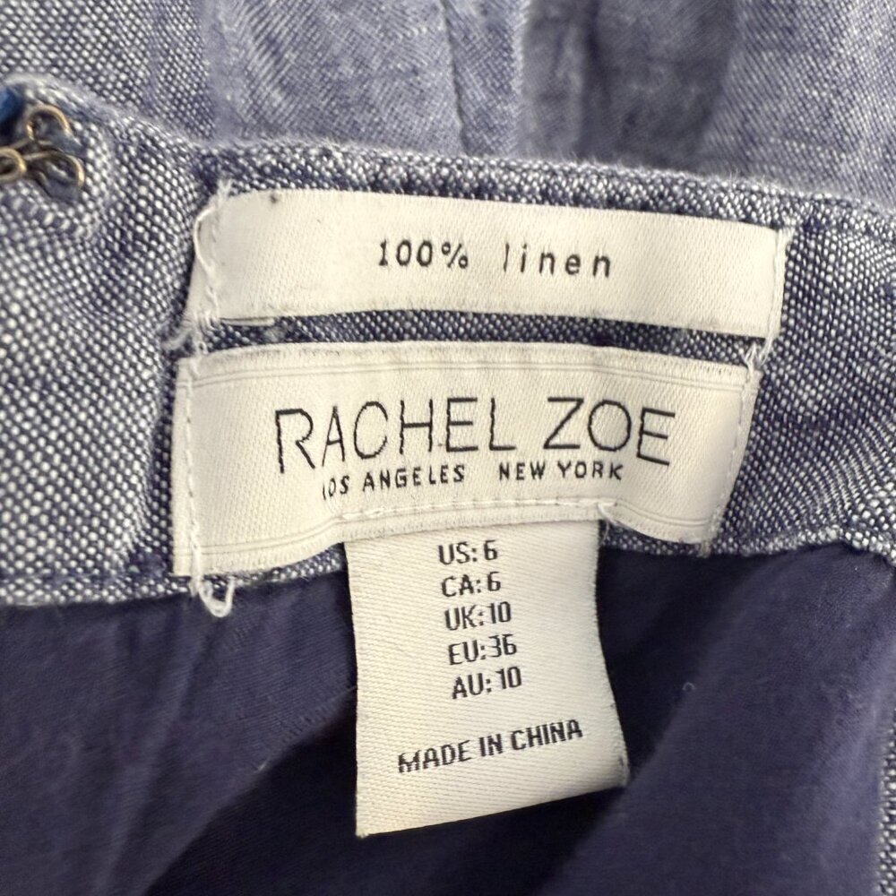 Rachel Zoe Blue Linen Wide Leg Jumpsuit - Picture 10 of 11